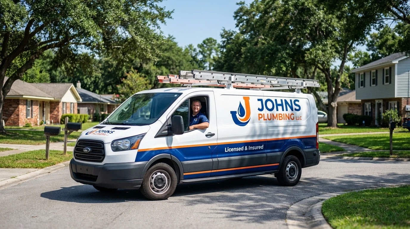 Johns Plumbing LLC service van in Haltom City, TX