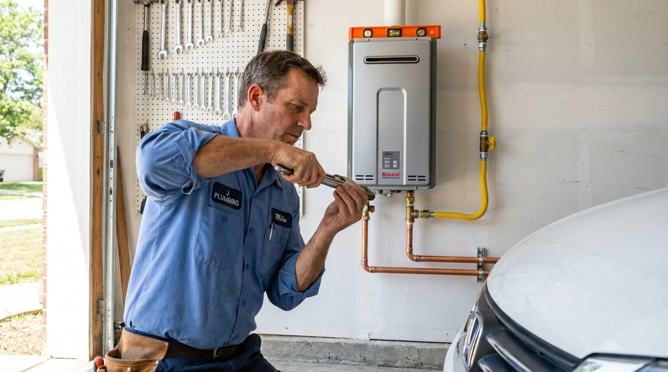 Tankless water heater installation by a Johns Plumbing LLC plumber in Haltom City